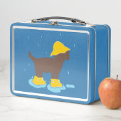 Regenachtige dag lunchbox met hond (In situ)