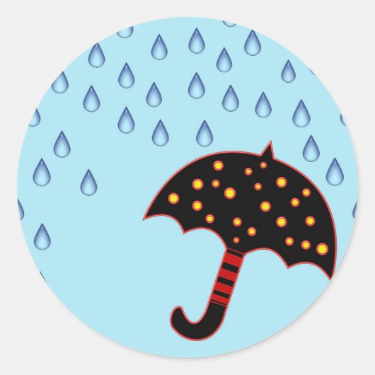 regenachtige dag met paraplu ronde sticker (Voorkant)