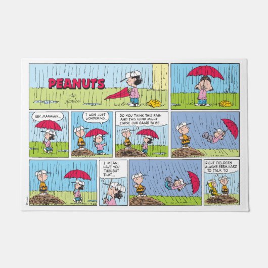 Regenachtige dag op de honkbalwedstrijd deurmat (Voorkant)