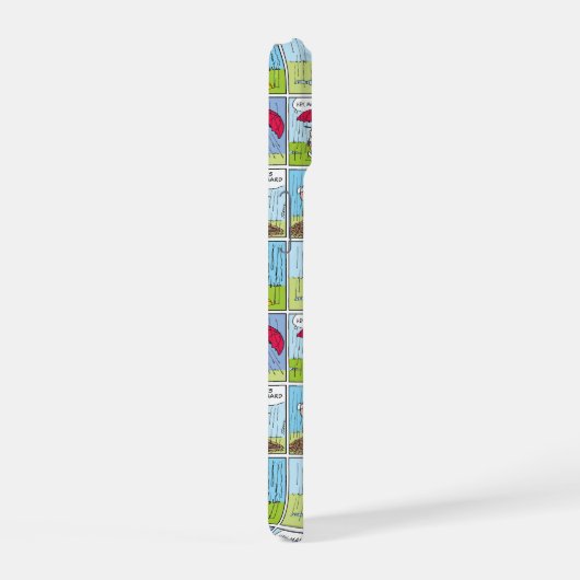 Regenachtige dag op de honkbalwedstrijd iPhone 15 case (Rechterkant)