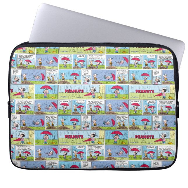 Regenachtige dag op de honkbalwedstrijd laptop sleeve (Voorkant)