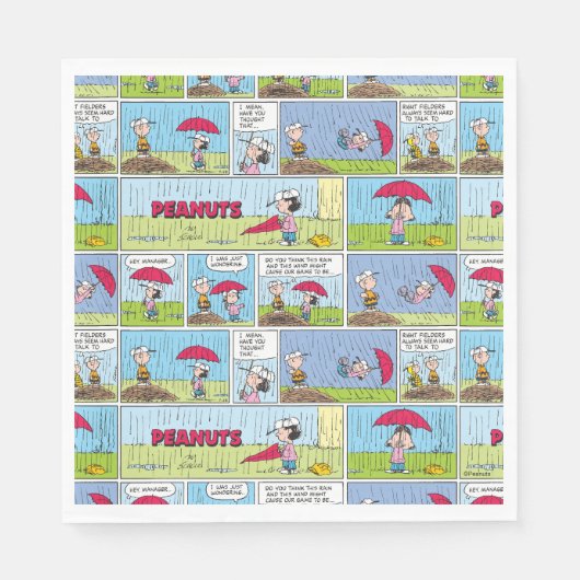 Regenachtige dag op de honkbalwedstrijd servet (Voorkant)