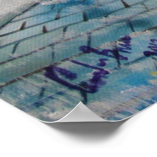 regenachtige dag romantisch koppel paraplu - schil poster (Hoek)