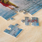 regenachtige dag romantisch paraplu - schilderij legpuzzel (Zijkant)