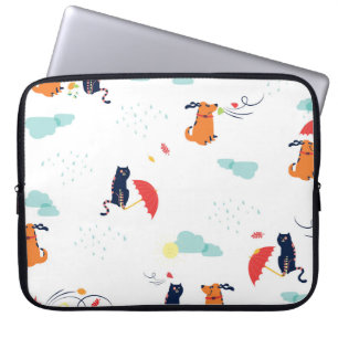 Regenachtige Dag Vrienden: Kat Hond  Laptop Sleeve