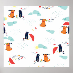 Regenachtige Dag Vrienden: Kat Hond  Poster