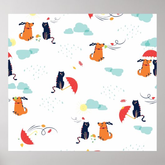 Regenachtige Dag Vrienden: Kat Hond  Poster (Voorkant)