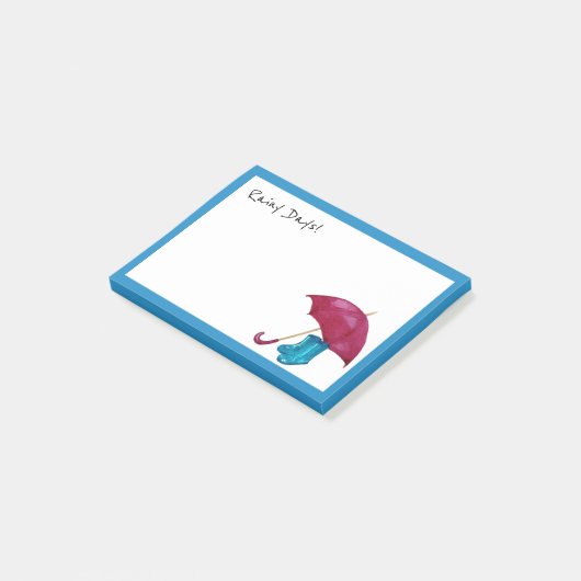 Regenachtige dagen, paraplu en regenlaarzen post-it® notes (Schuin)