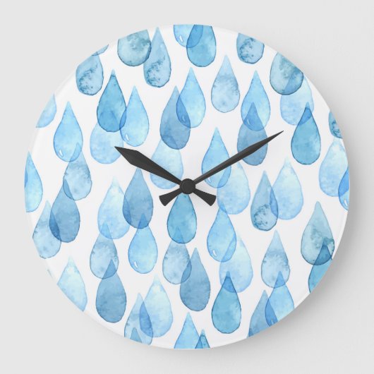 Regenachtige dagen: Waterverf Pattern Grote Klok (Voorkant)