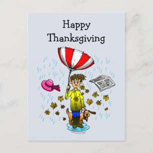 Regenachtige en winderige dag. Gelukkig Thanksgivi Briefkaart
