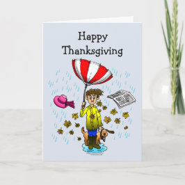 Regenachtige en Winderige Dag Thanksgiving Kaart