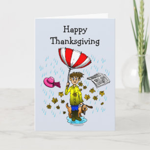 Regenachtige en Winderige Dag Thanksgiving Kaart