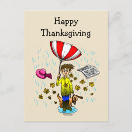 Regenachtige en winderige Thanksgiving Day Briefkaart
