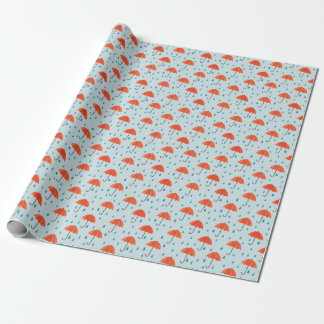 Regenachtige paraplu's: Waterverf herfstdruppels Cadeaupapier