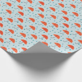 Regenachtige paraplu's: Waterverf herfstdruppels Cadeaupapier (Hoek)