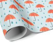Regenachtige paraplu's: Waterverf herfstdruppels Cadeaupapier (Rol Hoek)