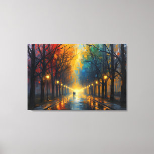 Regenachtige Parkwandeling Canvas Kunst   Huis Muu