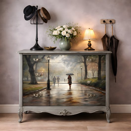Regenachtige Parkwandeling Decoupage Tissuepapier