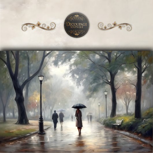 Regenachtige Parkwandeling Decoupage Tissuepapier