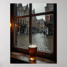 Regenachtige Poster van het Raam van een Belgische