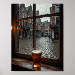 Regenachtige Poster van het Raam van een Belgische