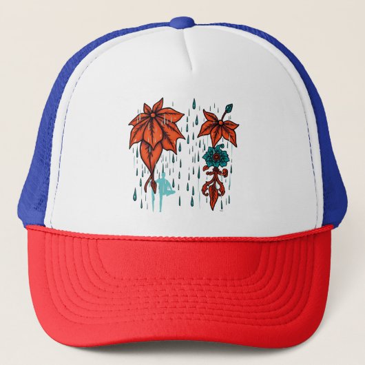 Regenachtige reflecties - Terracotta & Blauwgroen  Trucker Pet (Voorkant)