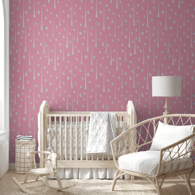 Regenachtige Roze Behang (Kinderen)