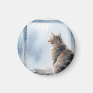 Regenachtige Ruit Aquarel Schotse Kat Magneet