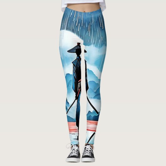Regenachtige Samurai: Stille Waakzaamheid Leggings (Voorkant)