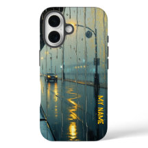 Regenachtige stad nacht reflecties