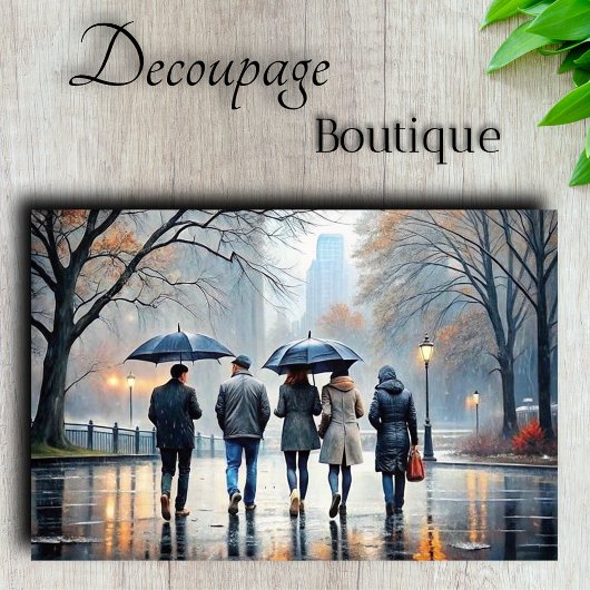 Regenachtige Stad Wandel Decoupage Tissuepapier