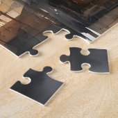 Regenachtige stad waterverf kunst legpuzzel (Zijkant)