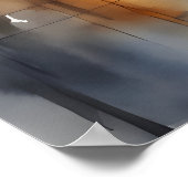 Regenachtige stad waterverf kunst poster (Hoek)