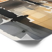 Regenachtige stad waterverf kunst poster (Hoek)