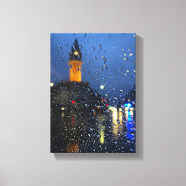 Regenachtige STADS nachten Canvas Afdruk
