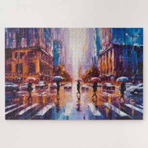 Regenachtige Stadspuzzel, 16"x 20", 520 stukken Legpuzzel