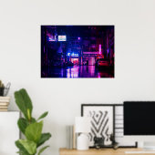 regenachtige straten 's nachts in Tokyo, Japan Poster (Thuiskantoor)