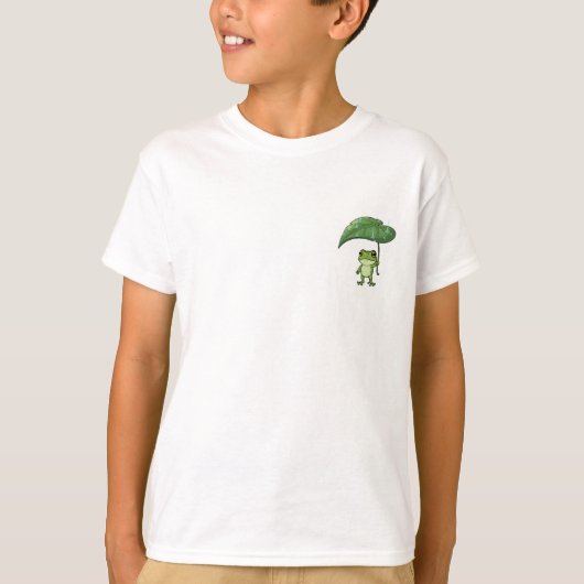 Regenblad Paraplu Kikker Kinderen T-shirt (Voorkant)