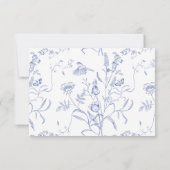 Regenblauw Floral maal Choice Wedding RSVP Kaartje (Achterkant)
