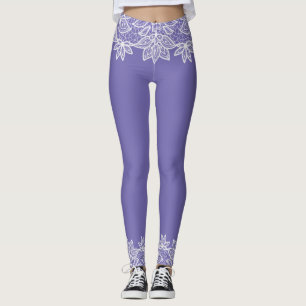 Regenblauw met Leggings met Lace look Spandex
