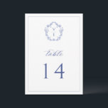 Regenblauw Monogram Crest Wedingstabel Nummer Programmakaart<br><div class="desc">Regency Blue Monogram Crest,  trouwlijstnummer.  geïnspireerde barokachtige stijlkreet. Functies,  elegante en stijlvolle blauw typografische ontwerpstijlmix van script en vet type. Houd er rekening mee dat tabelnummerkaarten individueel moeten worden besteld.</div>