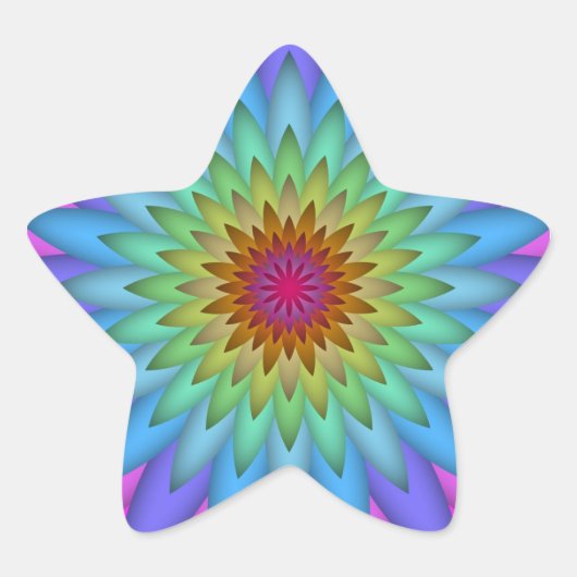 Regenboem Bloem Abstracte Kunst Ster Sticker (Voorkant)