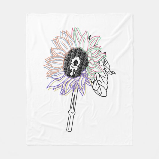 Regenboem Bloem Funky Kunst Fleece Deken (Voorkant)
