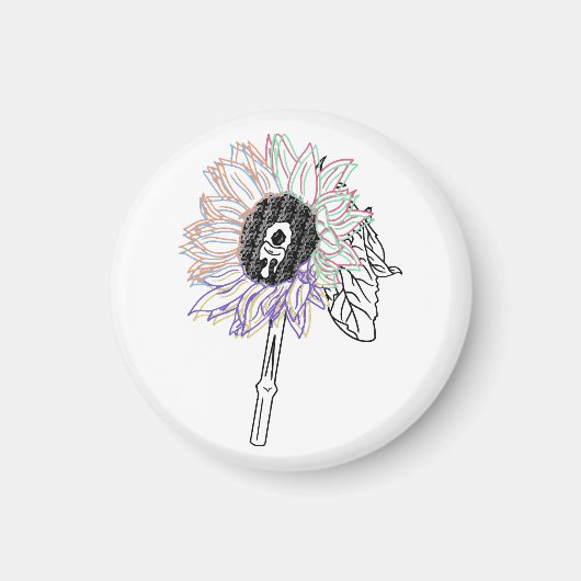 Regenboem Bloem Funky Kunst Magneet (Voorkant)