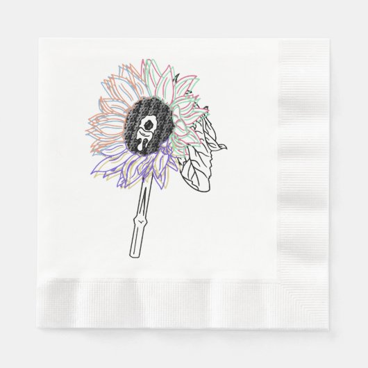 Regenboem Bloem Funky Kunst Servet (Voorkant)