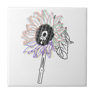 Regenboem Bloem Funky Kunst Tegeltje