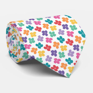 Regenboem Bloemen Patroon Stropdas