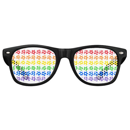 Regenboem Bloemen Retro Zonnebril (Voorkant)