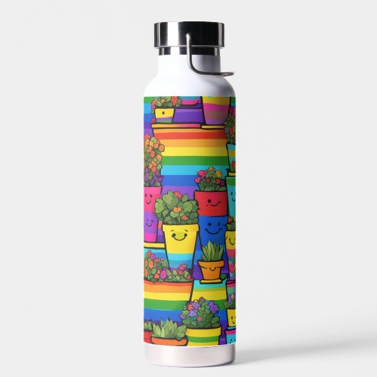 Regenboem bloempotten lachen waterfles (Links)