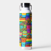 Regenboem bloempotten lachen waterfles (Voorkant)